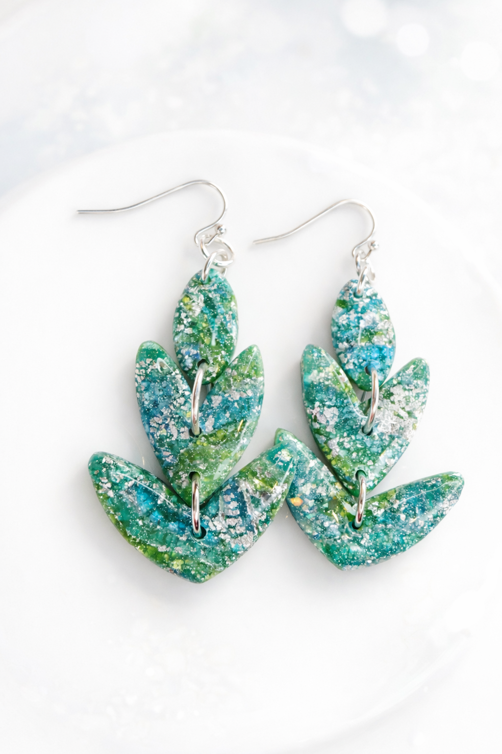 Verdant Tide Dangle Titanium Earrings