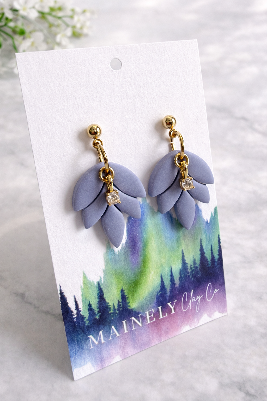Periwinkle Petal Dangle Stud Earrings