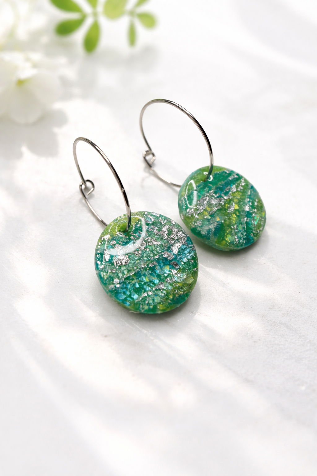 Verdant Tide Dangle Hoop Earrings
