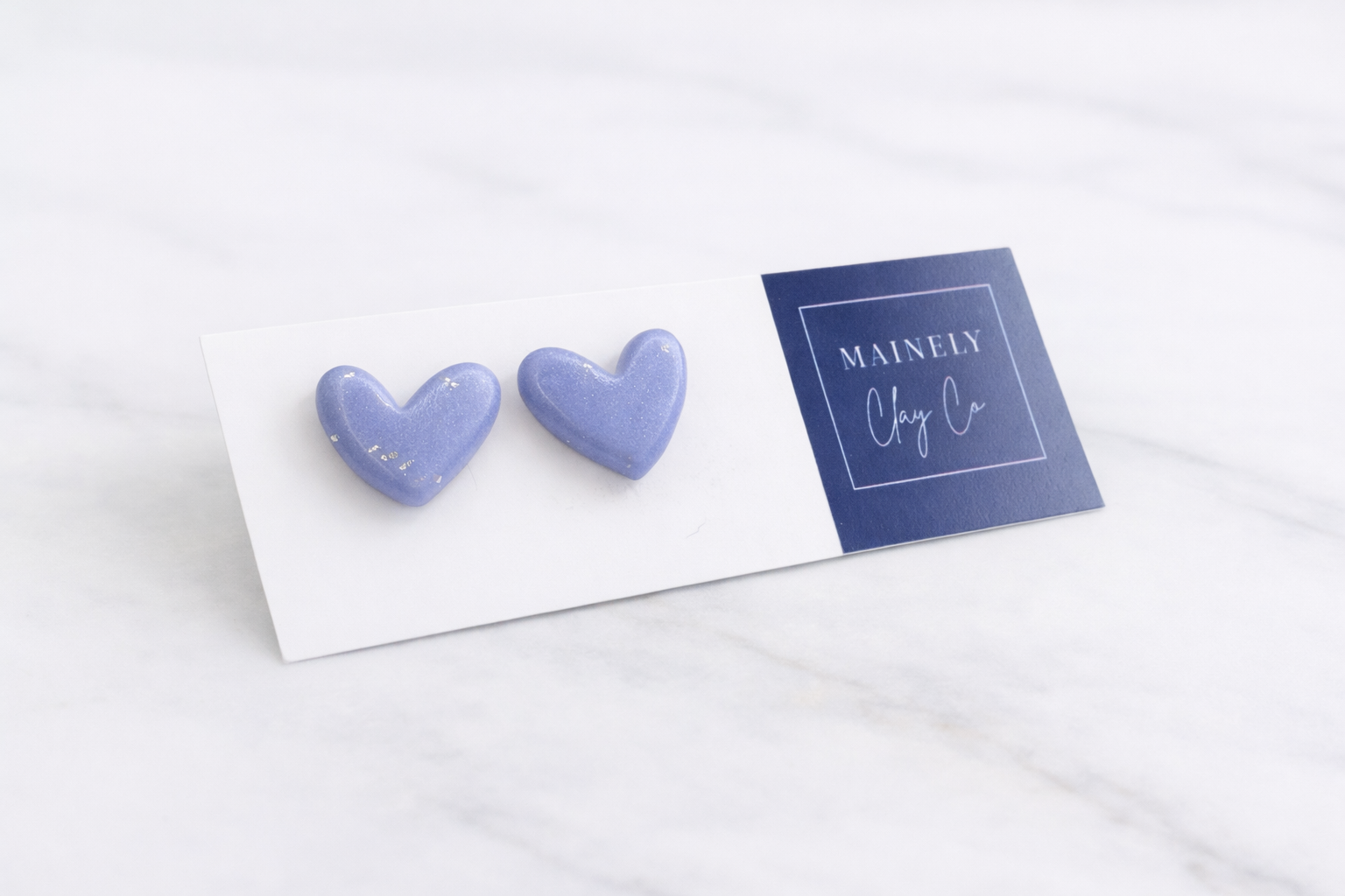 Periwinkle Silver Dusted Heart Studs
