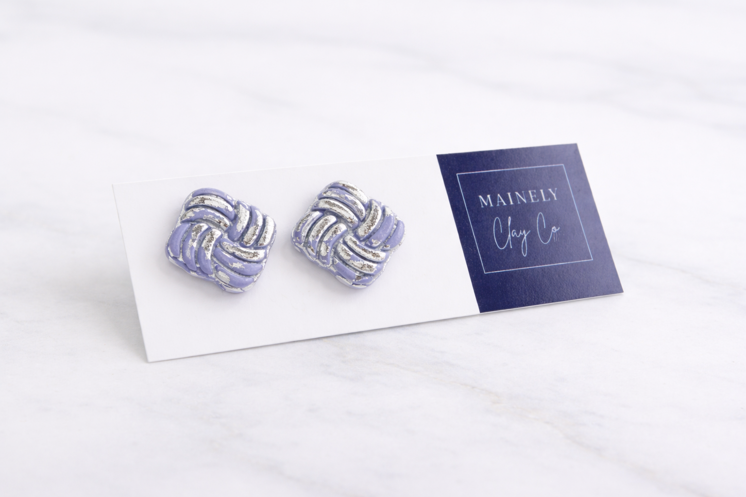 Periwinkle Silver Leafed Knot Studs
