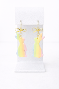 Pastel Rainbow Bunnies & Bows Polymer Clay Easter Earrings